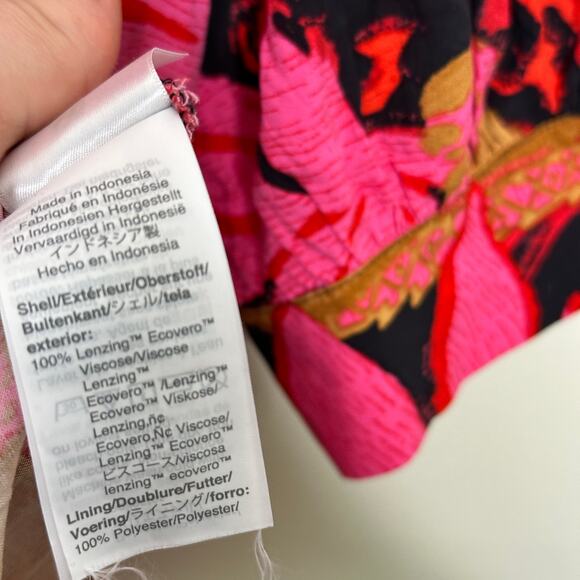 J. CREW Faux Wrap Midi Dress Palm Print Red Pink Sz 4 {TT11} - Picture 7 of 8